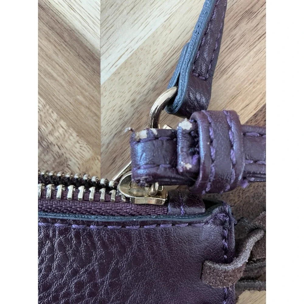 Free People Fringe Leather Wristlet Crossbody Bag‎ Purple Western Boho - Picture 4 of 5